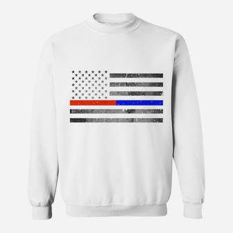 Thin Red Blue Line Flag Firefighter Police Sweatshirt Sweatshirt | Crazezy AU