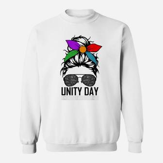 Unity Day Shirt Orange Kindness Takes Courage Unity Day Kids Sweatshirt | Crazezy