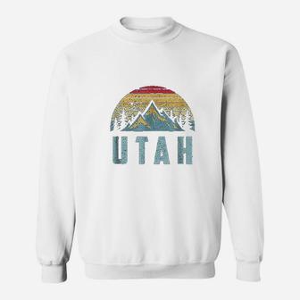 Utah Retro Vintage Mountains Hiking Nature Sweatshirt | Crazezy