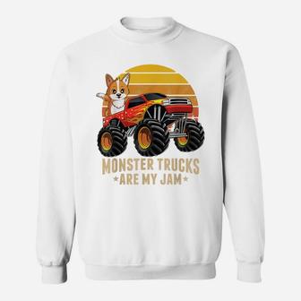 Vintage Monster Truck Corgi Dog Retro Sunset Boys Kids Gift Sweatshirt | Crazezy