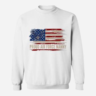 Vintage Proud Air Force Nanny American Flag Veteran Gift Sweatshirt | Crazezy