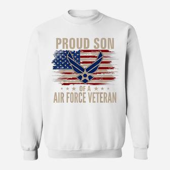 Vintage Proud Son Of A Air Force Veteran American Flag Sweatshirt | Crazezy DE