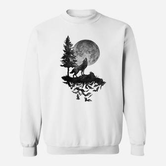 Wolf Shirt Full Moon Forest Howling Hunting Occult Gift Tees Sweatshirt | Crazezy CA