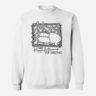 Women I Want A Hippopotamus For Christmas Baseball Sweatshirt | Crazezy
