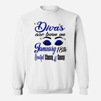 Womens Birthday Divas Are Born On January 18Th Capricorn Girl Sweatshirt | Crazezy