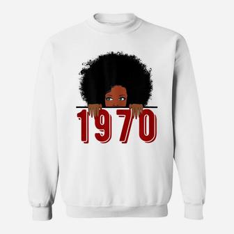 Womens Black Queen Born In 1970 49Th Awesome Birthday Gifts Sweatshirt | Crazezy