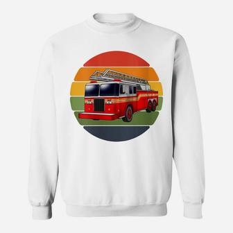 Womens Firetruck Retro Fire Rescuer Firefighter Gifts Sweatshirt | Crazezy