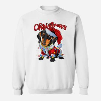 Xmas Lights Dachshund Dog Christmas Pajama Idea Sweatshirt | Crazezy