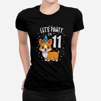 11 Years Old Corgi Dog Lover 11Th Birthday Party Outfit Kid Women T-shirt | Crazezy DE