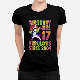 17Th Birthday Girl Dabbing Unicorn 17 Years Old Party Gift Women T-shirt | Crazezy