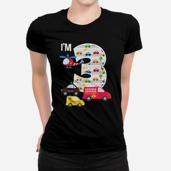 3Rd Birthday Fire Truck Police Car 3 Year Old Boys Women T-shirt | Crazezy UK