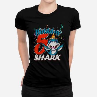 5 Years Old Birthday Shark Boy Gifts 5 Birthday Women T-shirt | Crazezy