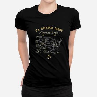 62 National Parks Map Gifts Us Park Vintage Camping Hiking Women T-shirt | Crazezy