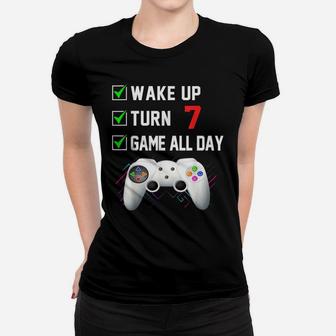 7Th Birthday Gamer Shirt Level 7 Unlocked Gamer Birthday Women T-shirt | Crazezy CA
