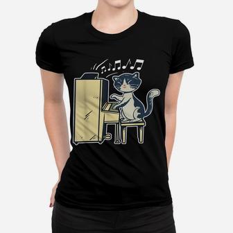 A Cute Cat Playing The Piano Funny Pianist Women T-shirt | Crazezy AU