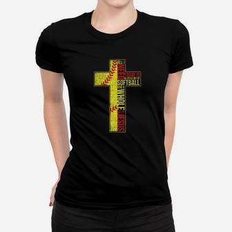 All I Need Is Softball Jesus Christian Cross Faith Women T-shirt | Crazezy DE