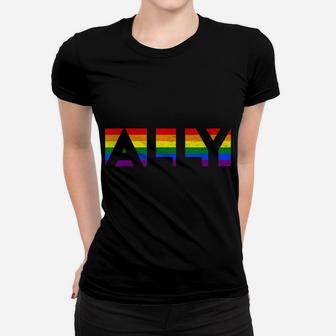 Ally Lgbtq Rainbow Pride Flag Lesbian Gay Vintage Women T-shirt | Crazezy UK