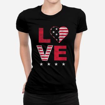 American Flag Heart Red White Blue Cute 4Th Of July Top Women T-shirt | Crazezy