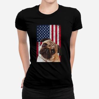 American Flag Pug Dog Lover Funny 4Th Of July Dog Sweatshirt Women T-shirt | Crazezy CA
