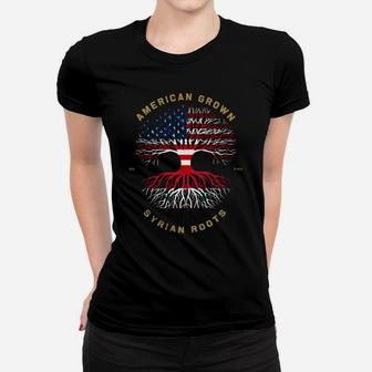 American Grown With Syrian Roots Tree Usa Flag Unique Gifts Sweatshirt Women T-shirt | Crazezy AU