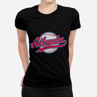 Atlanta Tee Vintage Baseball Throwback Retro Design Women T-shirt | Crazezy CA