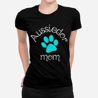 Aussiedor Mom Blue Dog Paw Gift Women T-shirt | Crazezy