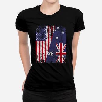Australian Roots Tshirt | Half American Flag Australia Shirt Women T-shirt | Crazezy