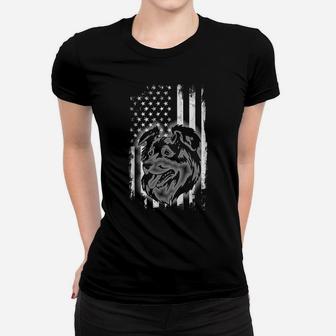 Australian Shepherd American Flag Usa Patriotic Dog Lover Women T-shirt | Crazezy