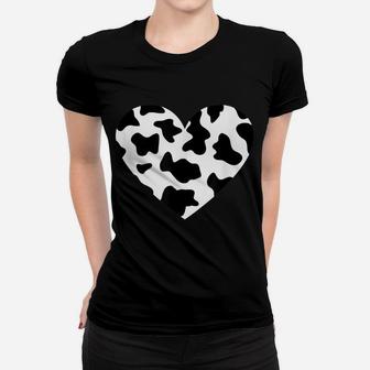 Awesome Cow Print Black & White Print Heart Women T-shirt | Crazezy AU