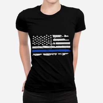Back The Blue American Flag Police Support Thin Blue Line Sweatshirt Women T-shirt | Crazezy