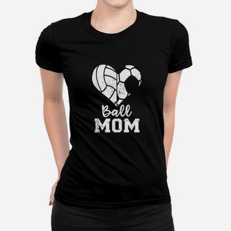 Ball Mom Heart Funny Soccer Volleyball Mom Women T-shirt | Crazezy CA