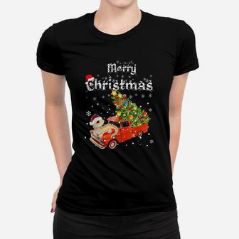 Bearded Dragon Ride Red Truck Christmas Pajama Women T-shirt | Crazezy