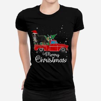 Bernese Mountain Dog Rides Red Truck Christmas Pajama Shirt Women T-shirt | Crazezy