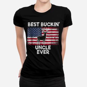 Best Buckin Uncle Ever Deer Hunting American Flag Women T-shirt | Crazezy