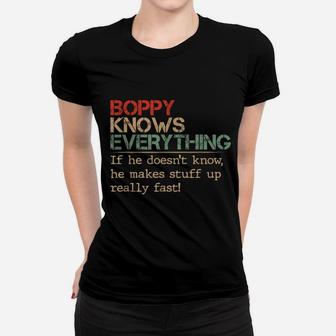 Boppy Knows Everything If He Doesn't Know Vintage Boppy Women T-shirt | Crazezy UK