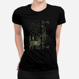 Camo American Flag Buck Hunting Shirt Men Recurve Bow Hunter Women T-shirt | Crazezy AU