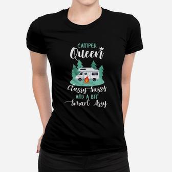 Camper Queen Funny Rv Gifts Camping Rv Gift Ideas Women T-shirt | Crazezy UK
