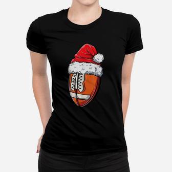 Christmas Football Ball Santa Hat Funny Sport Xmas Boys Men Women T-shirt | Crazezy AU