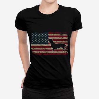 Dachshund America Flag Patriotic Weiner Dog Gift Sweatshirt Women T-shirt | Crazezy CA