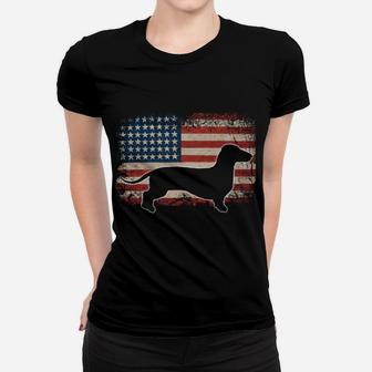 Dachshund Doxin Weiner Dog American Flag Sweatshirt Women T-shirt | Crazezy