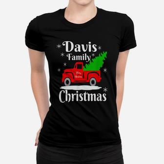 Davis Family Christmas Matching Family Shirts Old Red Truck Women T-shirt | Crazezy