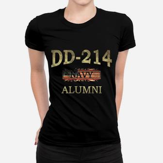 Dd-214 Navy Alumni American Flag Military Retired Veteran Women T-shirt | Crazezy