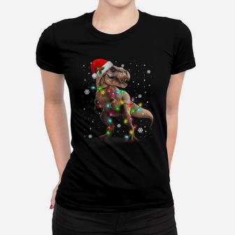 Dinosaur T-Rex Tree Christmas Sweater Xmas Pet Dino Trex Women T-shirt | Crazezy