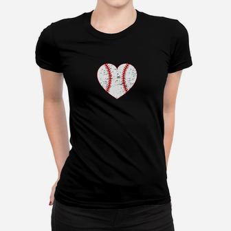 Distressed Vintage Look Baseball Hear Baseball Mom Women T-shirt | Crazezy UK
