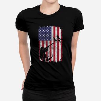 Duck Hunting American Flag Usa Hunters Gift Women T-shirt | Crazezy