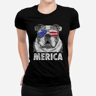 English Bulldog 4Th Of July Shirts Merica Men Women Usa Flag Women T-shirt | Crazezy