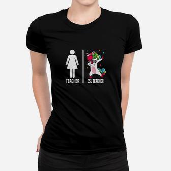 Esl Teacher Unicorn Dabbing Dab Dance Funny Women T-shirt | Crazezy