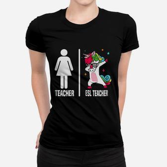 Esl Teacher Unicorn Dabbing Dab Dance Women T-shirt | Crazezy