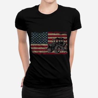 Farm Tractors Usa Flag Patriotic Farming Gift Women T-shirt | Crazezy