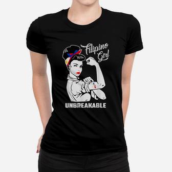 Filipino Girl Unbreakable Heritage Philippines Flag Women T-shirt | Crazezy